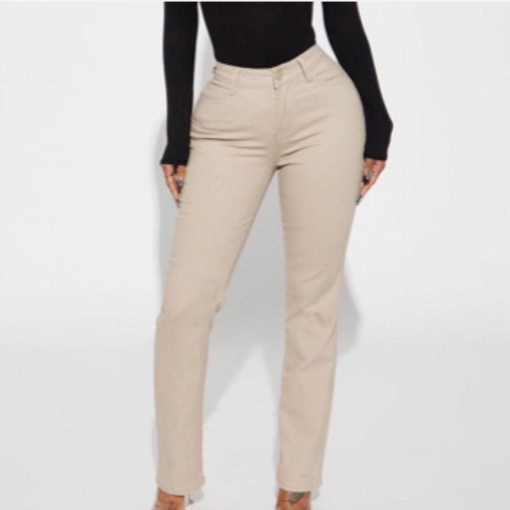 New fashion nova beige Khaki straight leg chino trousers
